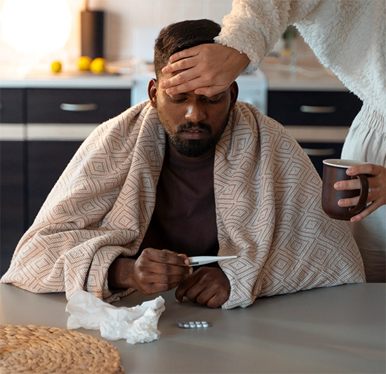 Although colds and flu share some symptoms, the flu is much more severe