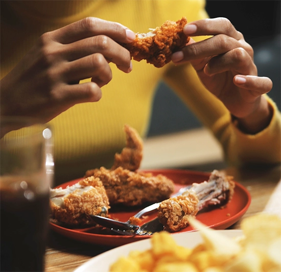 Large meals mean more food to digest, which causes your stomach to produce more acid